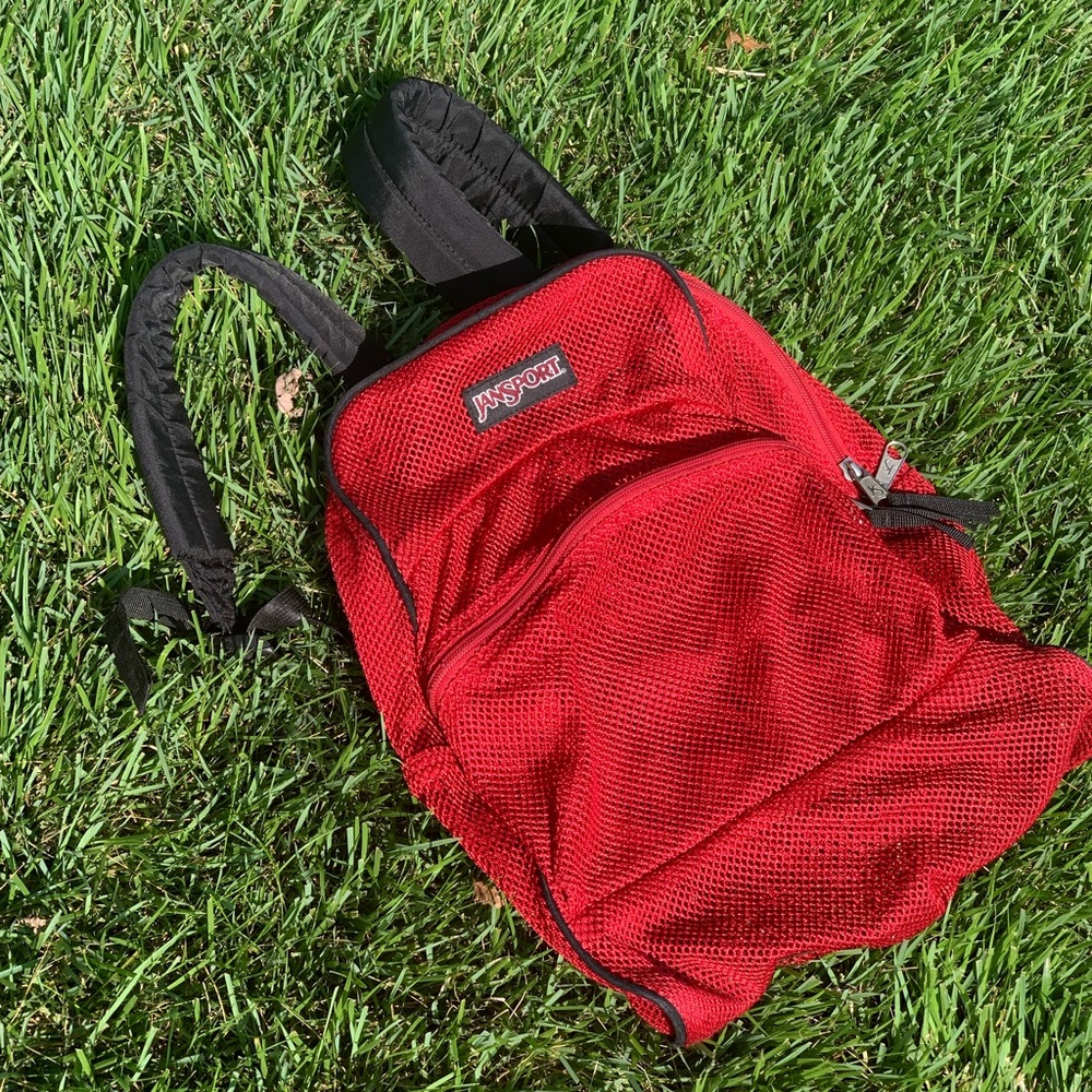 Red Mesh Jansport Backpack Used